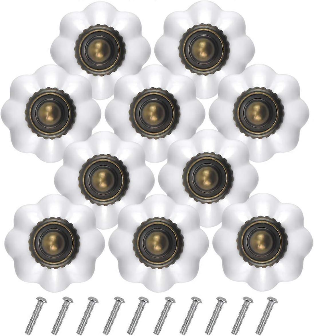 10PCS Vintage Bronze Drawer Knobs, 30MM White Drawer Door Handle