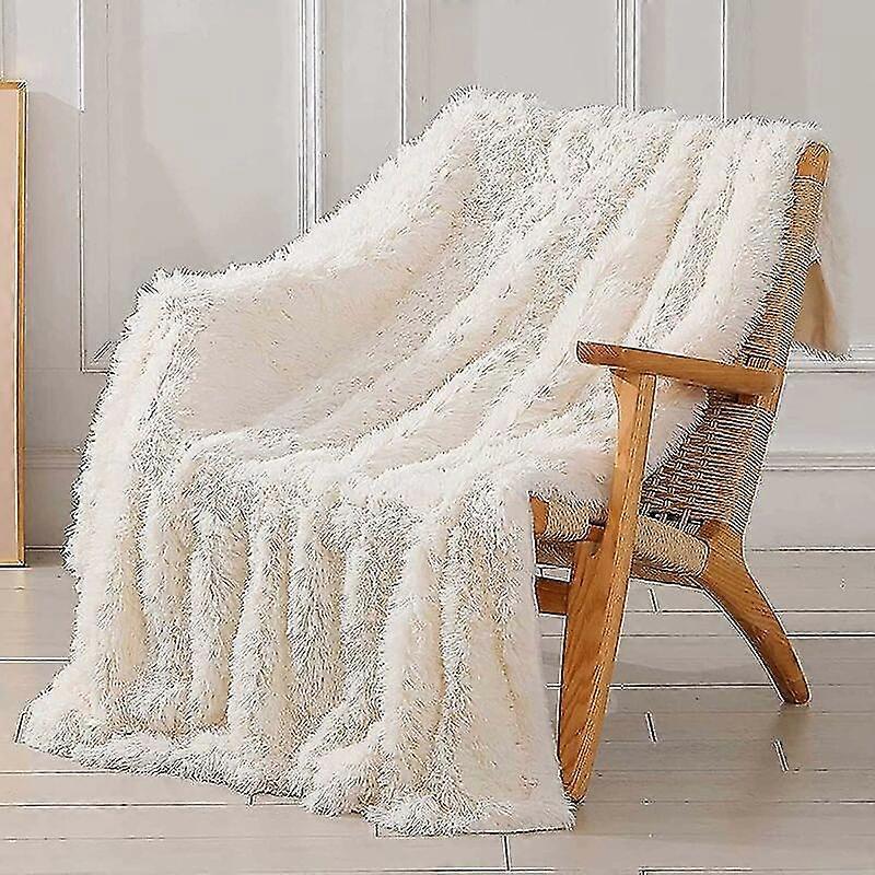 Blanket, Super Soft And Warm Sofa Throw, Double Sided Pv And Flannel Fleece Throw, 160x200cm Fleece Blanket, White Fur Throw Suitable For Sofa, Bed Or