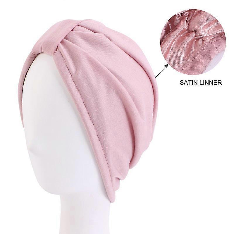 (pink) shower cap, soft cotton hat turban hat
