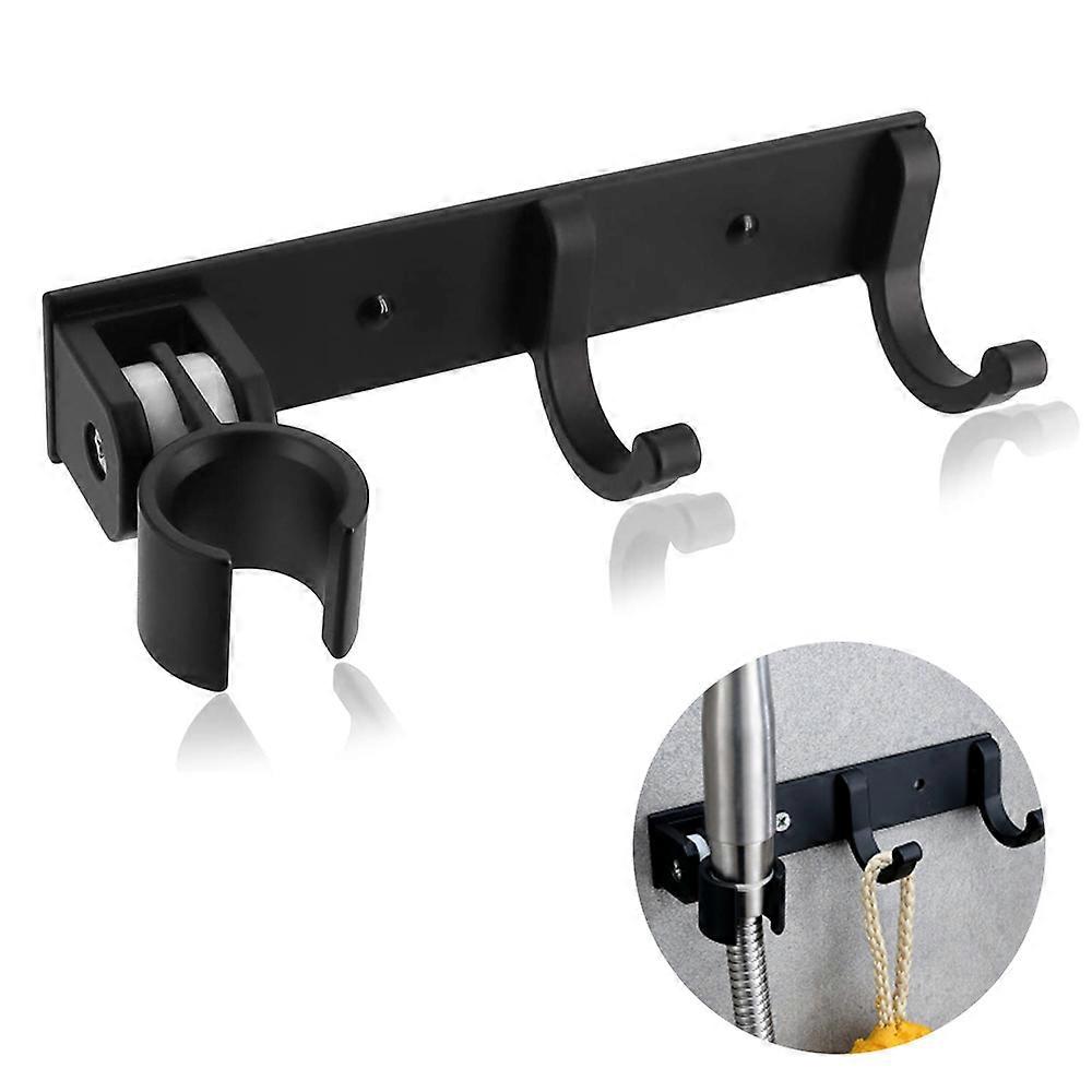 Shower Head Holder Wall Mount Bracket With 2 Hanger Hooks Handheld shower bracket  No Drill Need