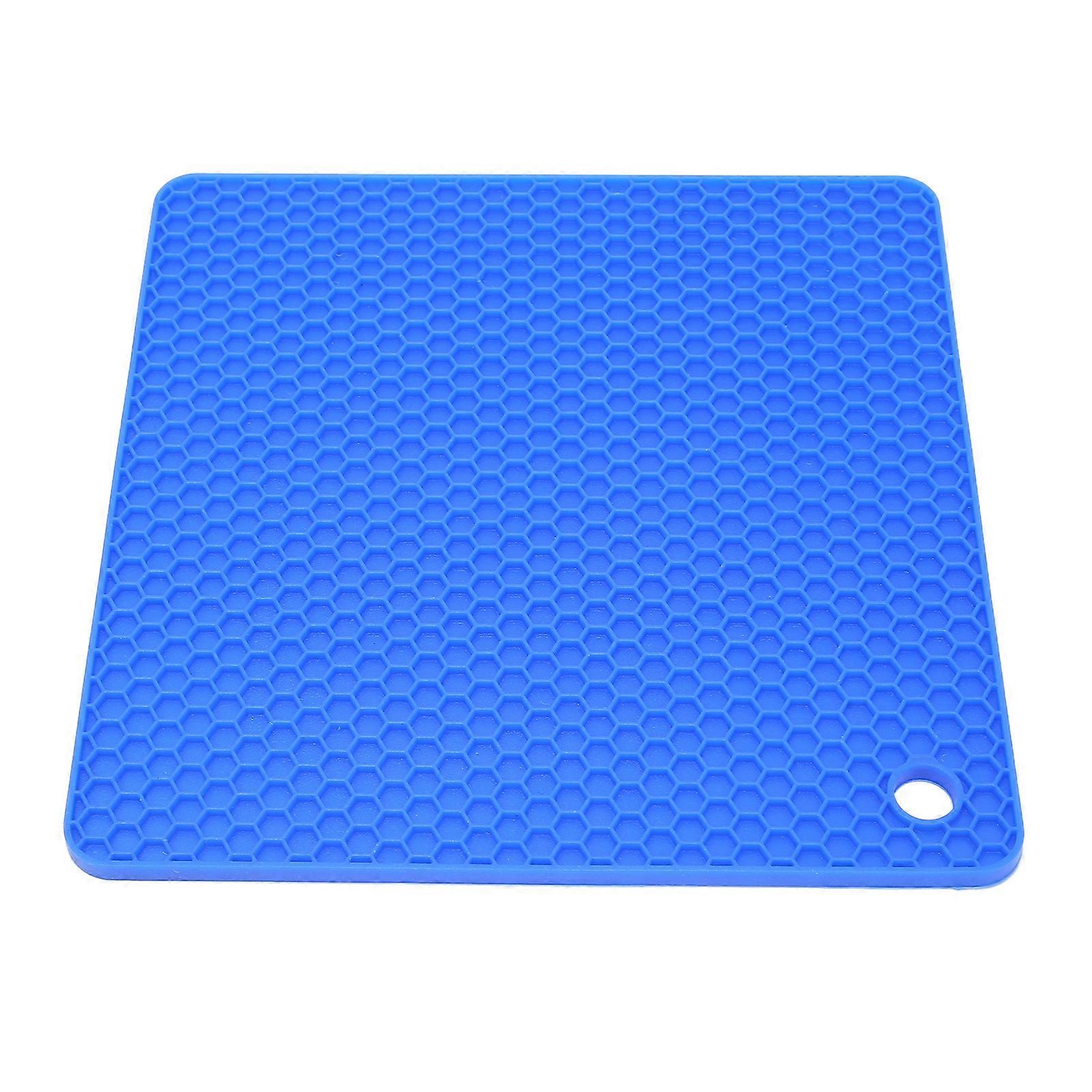 Heat Insulated Pad Square Shape Thickened Silicone Prevent Slip Heat Proof Mat for Wax Pot BowlDark Blue