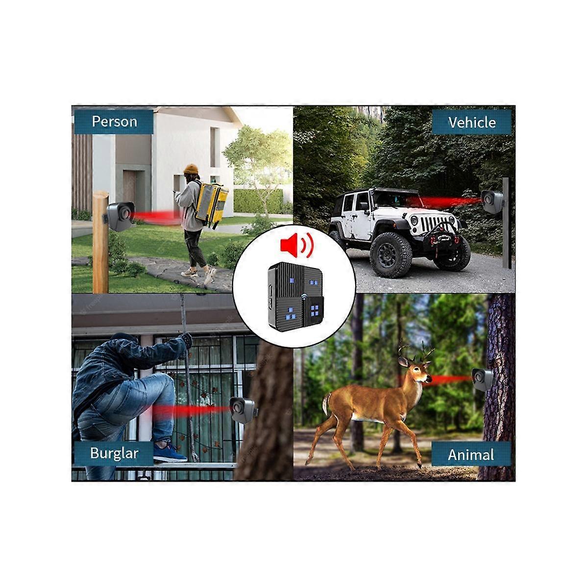 Allarme vialetto 800M Rivelatore di sensori di movimento di sicurezza domestica wireless wireless resistente agli agenti atmosferici Moni Nero