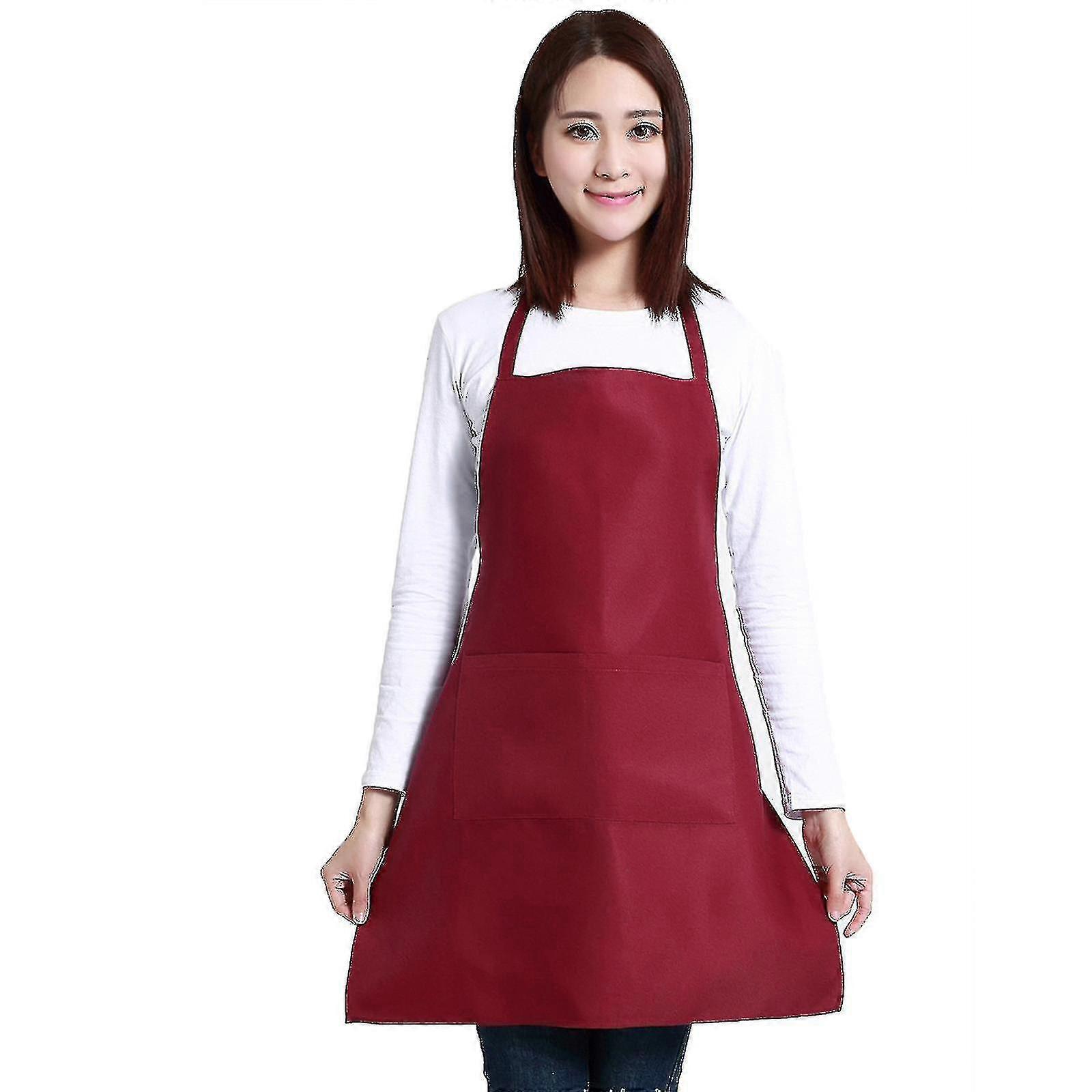 Plain Apron With Pockets Bib Kitchen Cooking Chef Craft Baking Adult