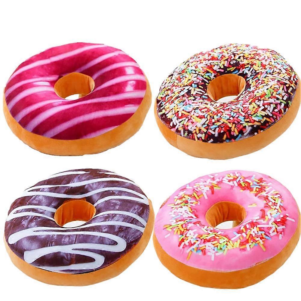 3D Creative Plush Donut Food Stuffed Pillow Sofa Chair Back Car Cushions Mat Cute Simulation Cushion Soft New  Case Toys