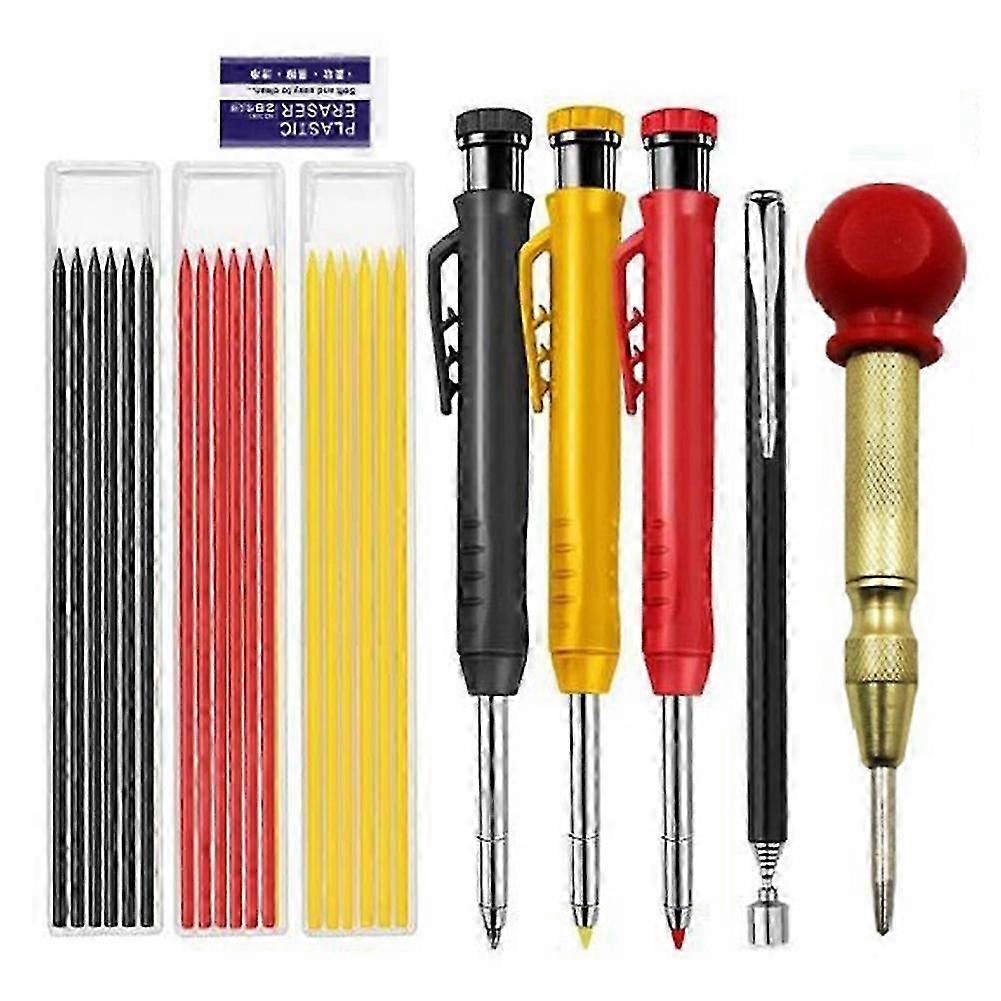 Mechanical Carpenter Pencils Kit with Center Punch,Carpentry Marking Scribe Tools for Architect Con