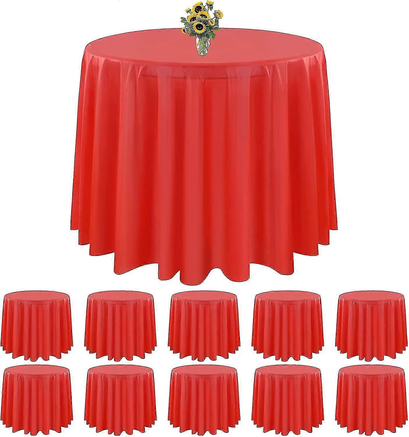 10 Pack Premium Plastic Round Tablecloth 84 Inch Disposable Circle Table Covers Gift