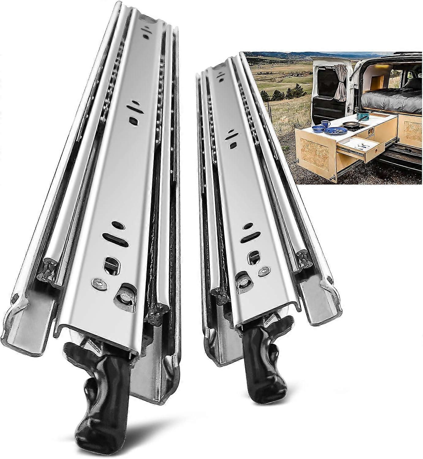2 pieces Heavy duty drawer slides, Extension 400 mm, with lock, load capacity up to 68 KG