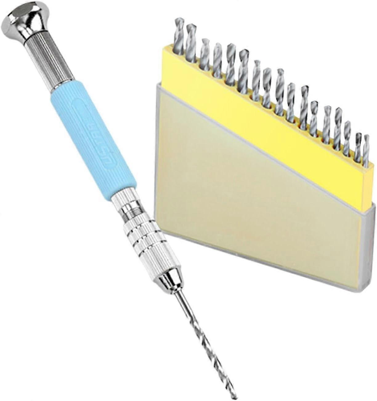 Pin Vice Drill Set, Multipurpose Mini Hand Drill with Bits for DIY, Woodworking