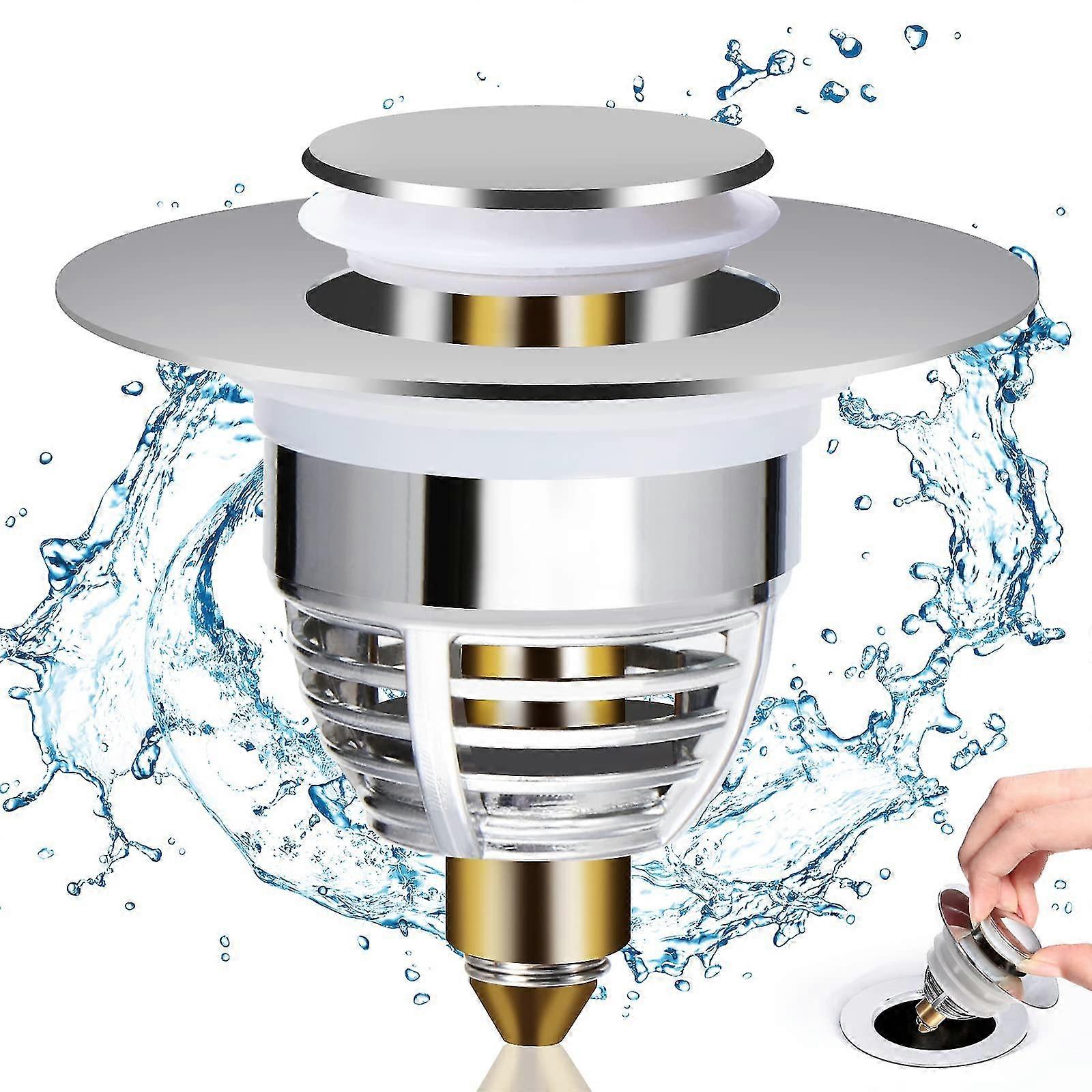 سدادة بالوعة عالمية ، سدادة بالوعة منبثقة مع 2 أختام لحوض الاستحمام ، المطبخ ، الحوض (فتحة التصريف 32-42 مم)