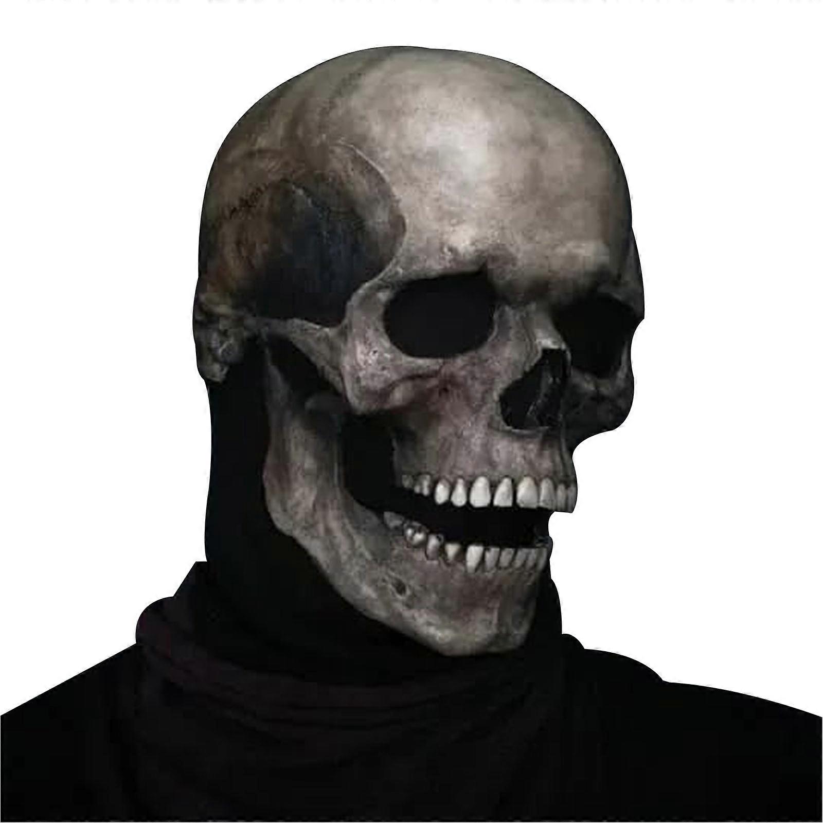 Full Head Skull Mask - Creepy Realistic Head Skull Latex Mask with Movable Jaw