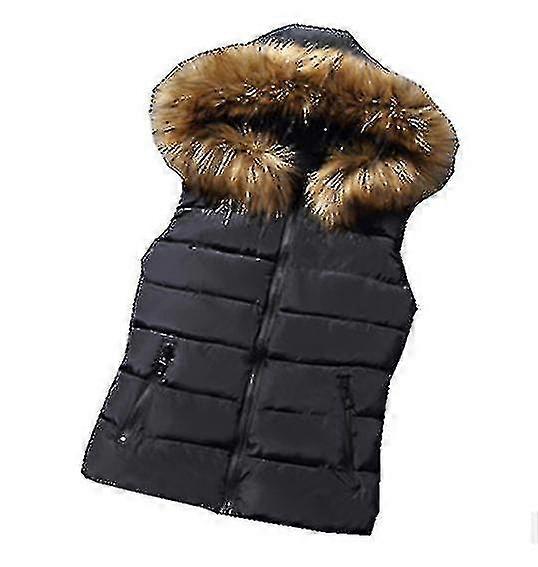 Womens Puffer Vest Quilted Casual Warm Winter Waistcoat Removable Hood Jacket Coat Z