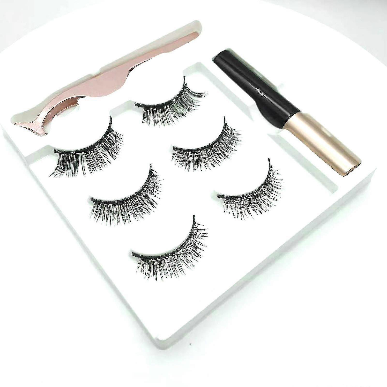 Magnetic Liquid Eyeliner Set Three Pairs Of Five Magnetic False Eyelashes 5ml Eye Glue-YGWL