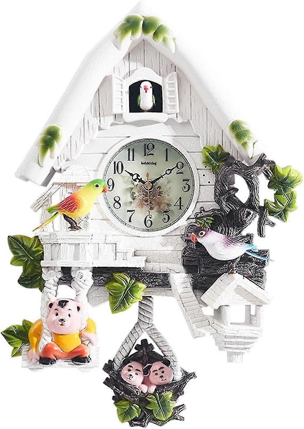 Battery Operated Quartz Movement Decorative Hanging Cuckoo Bird Clock with Hourly Chirping