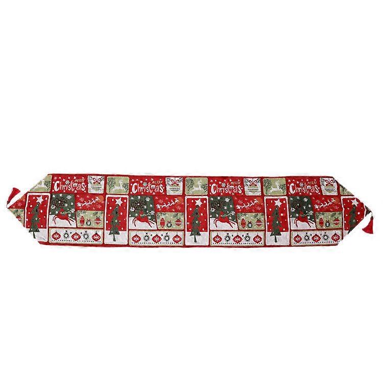 Table Runner Christmas Table Runner With Festive Tree And Deer Design Holiday Dining Table Decor For Buffet Centerpiece