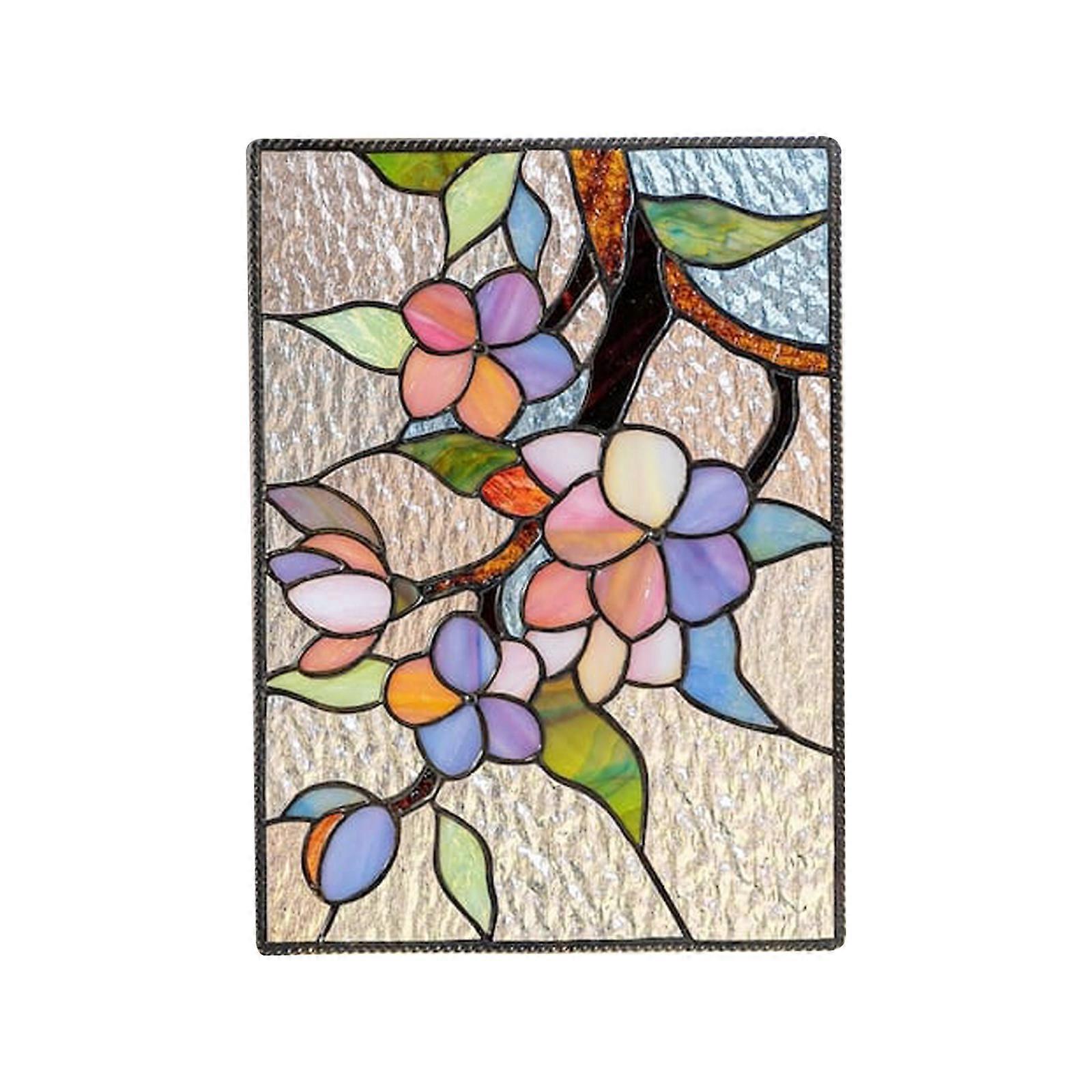 Pattern Stained Glass Rectangle Window Hangings Panel Suncatcher Home Decor 2023