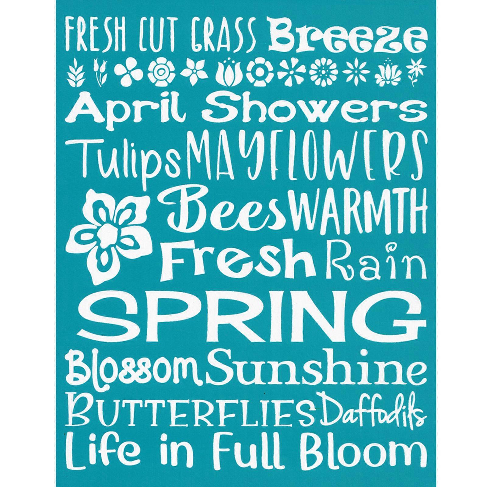 Spring Letters Self Adhesive Silk Screen Printing Stencil Mesh Transfers