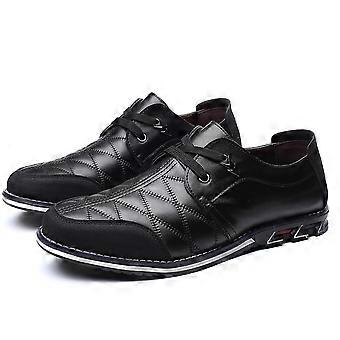 Män Walking Lace Up Office Work Casual Skor Gift Lätt PU Läder Svart