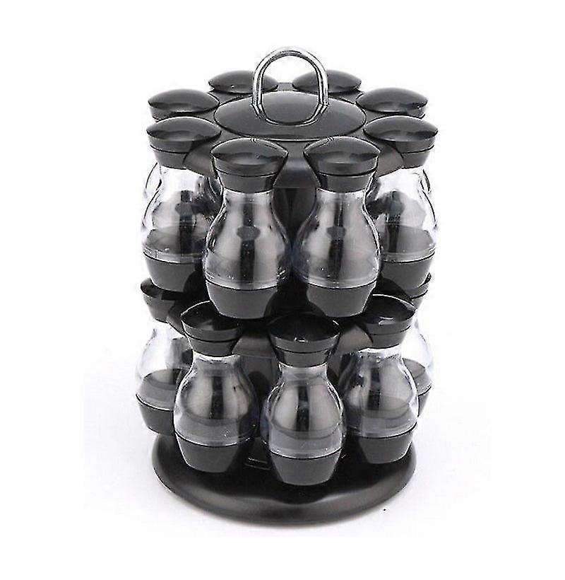 2 Tier Spice Carousel 360 Degree Rotating Portable Plastic Black/clear