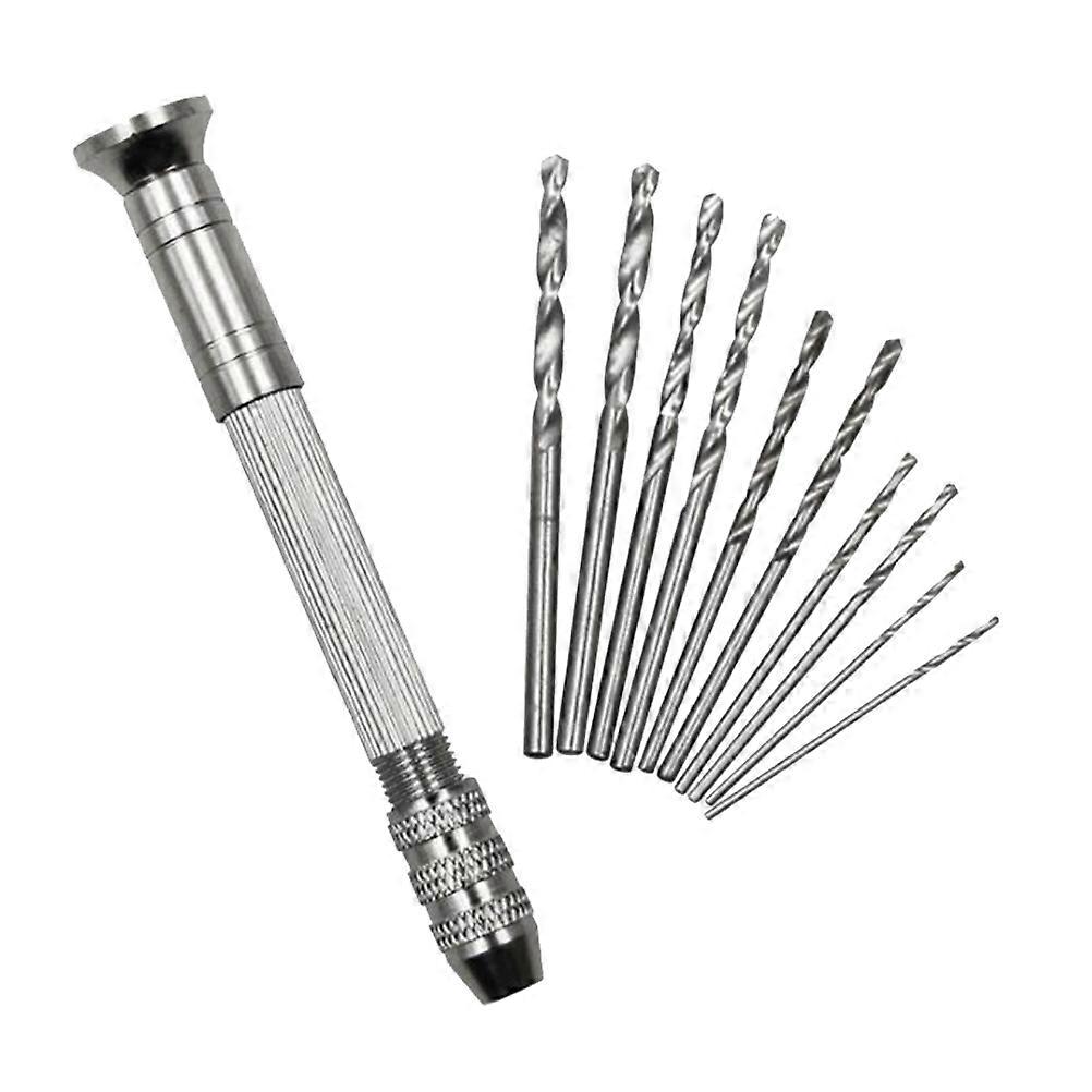 Precision Pin Vise Hand Drill with Drill Bits Set of 11 Pieces Rotary Tools for Models and Hobby