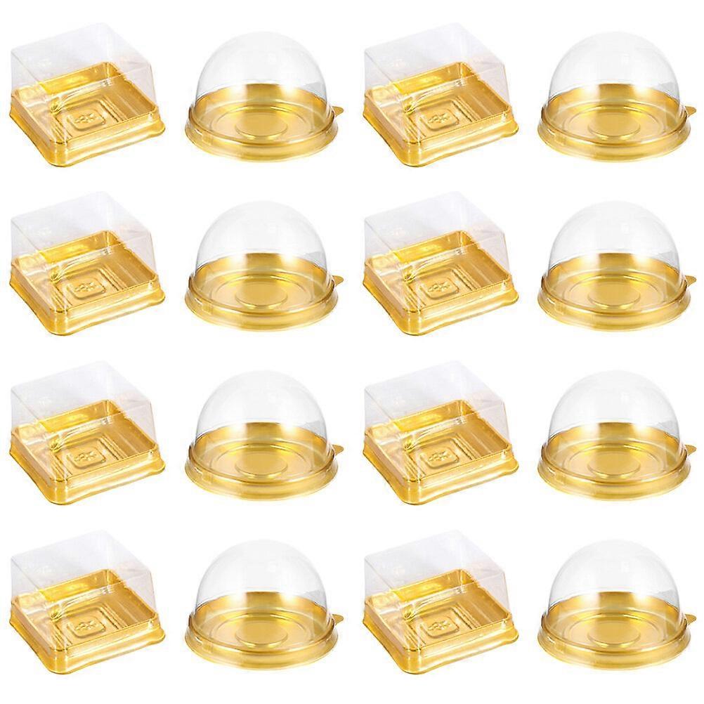 100 Pcs Convenient Moon Cake Boxes Round Cover Packaging Boxes (Golden)