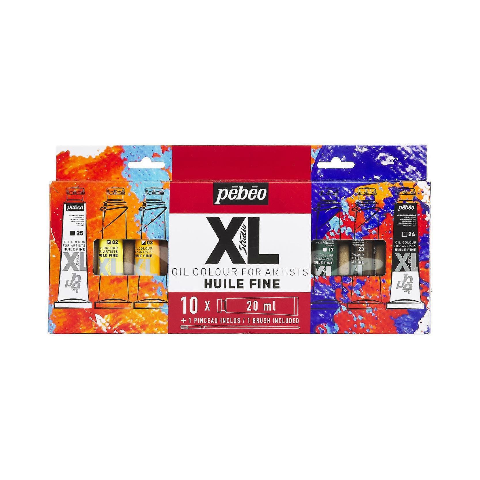 Pebeo Studio XL Fine Oil Paint Set 10 x 20ml Tubes with Brush
