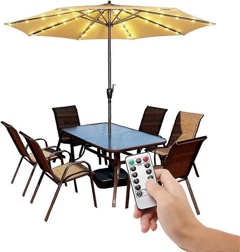 Patio Umbrella Lights Cordless Lighting with Remote Control 8 Brightness Mode