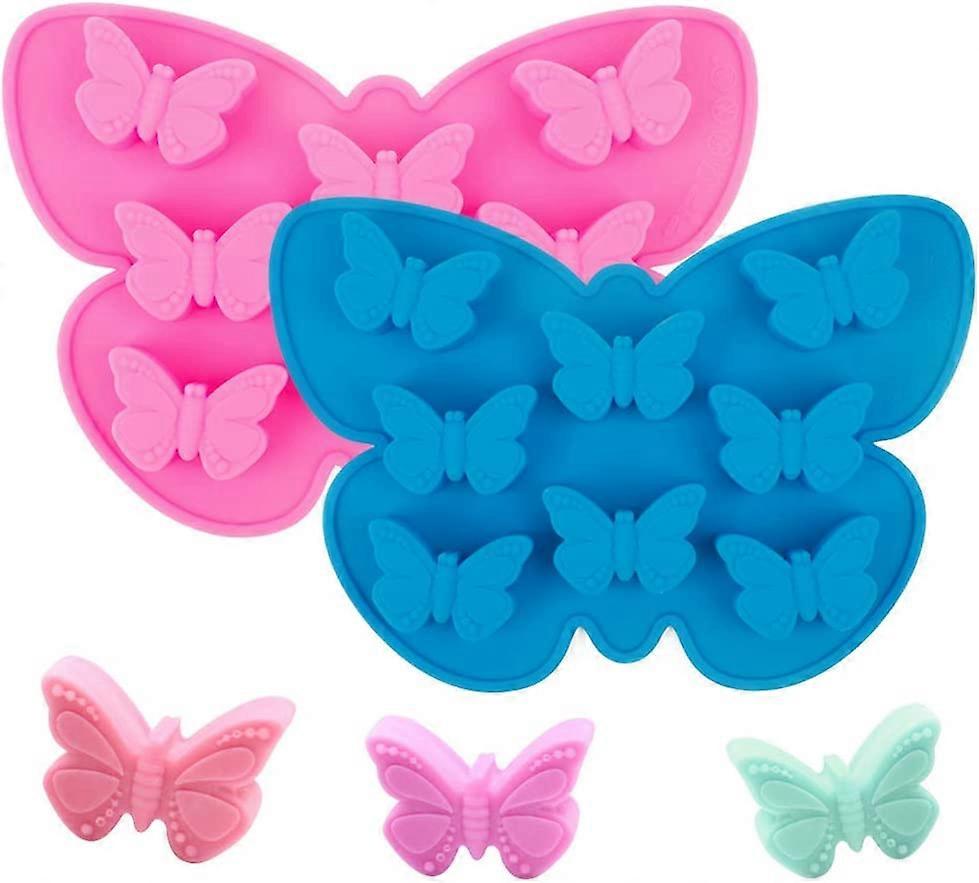 2 Pcs Butterfly Cake Mold Butterfly Shape Silicone Trays Chocolate Candy Baking Molds, Non-Stick Chocolate Soap Pudding Jello Ice Cube Tray