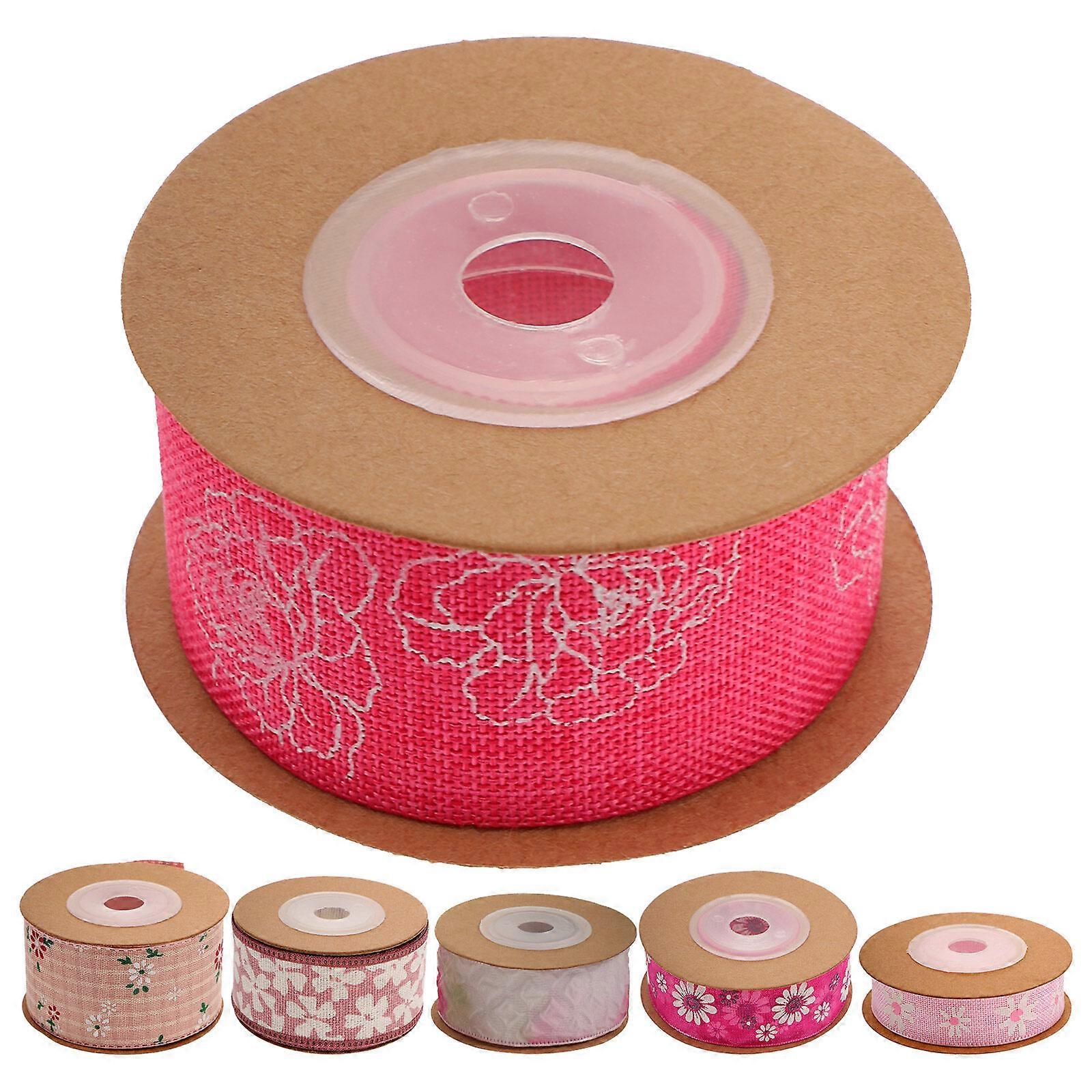 6 Rolls of Festival Clothes Ribbon Flower Pattern Gift Ribbon Multi-function Craft Ribbon