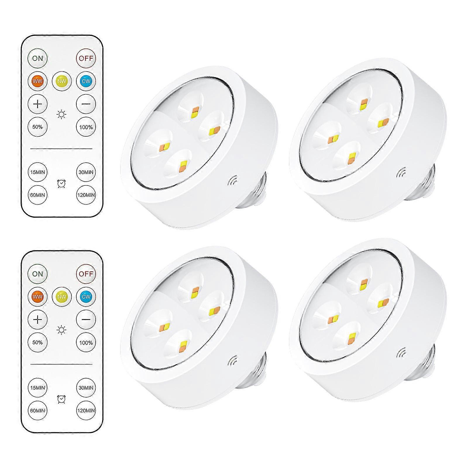 Battery Operated Light Bulbs With Remote, Battery Powered Led Puck Lights With E26 Screw In, Aa Battery Wireless Light Bulb For Non Electric Wall Scon