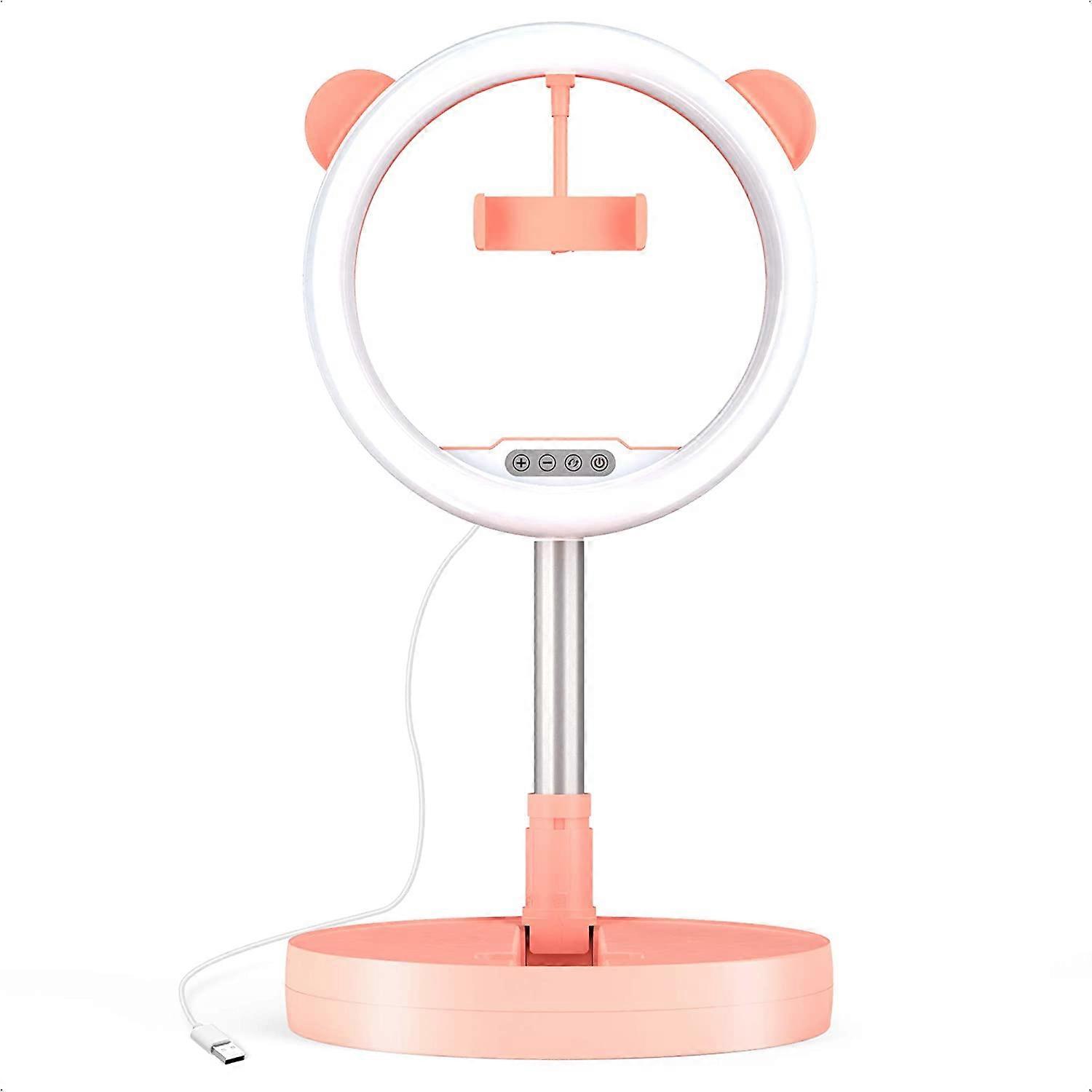 Portable Light Ring with Extendable Holder and Phone Holder, 10 "dimmable light Monoblock Foldable