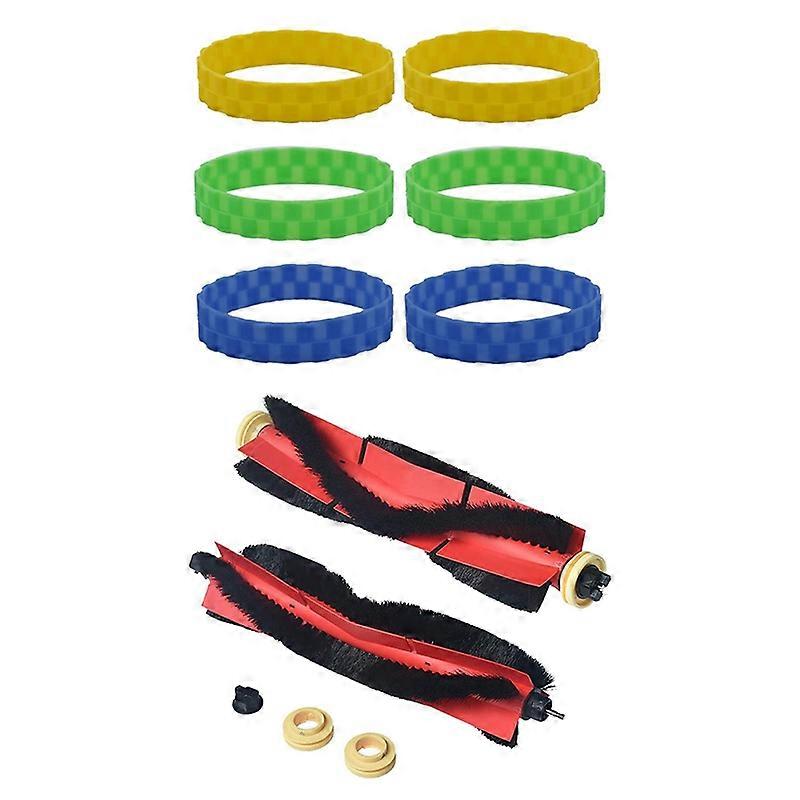 AD-2x Main Brushes for Roborock S6,S5, S5 Max & 1set Tire Skin for Irobot Roborock Series Green Yellow Blue