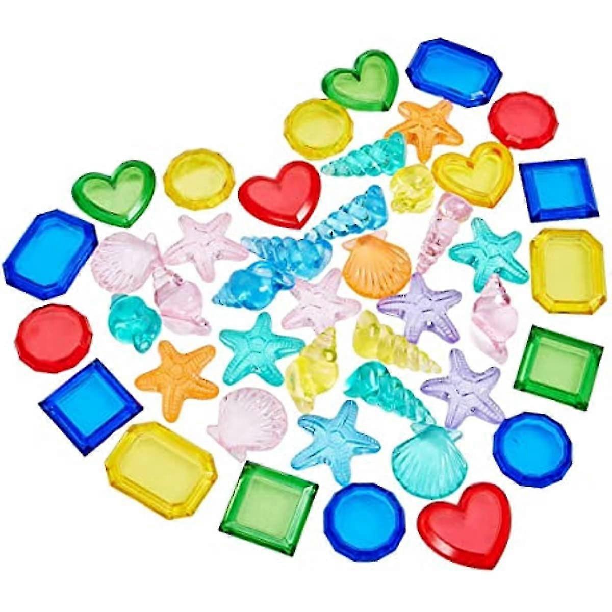 40 Piece Sinking Dive Gem Pool Toy Set Summer Swimming Diving Toy Set Dive Throw Toy Set Underwater Swimming Toy Plastic Gem Dive Toys For Pool Use