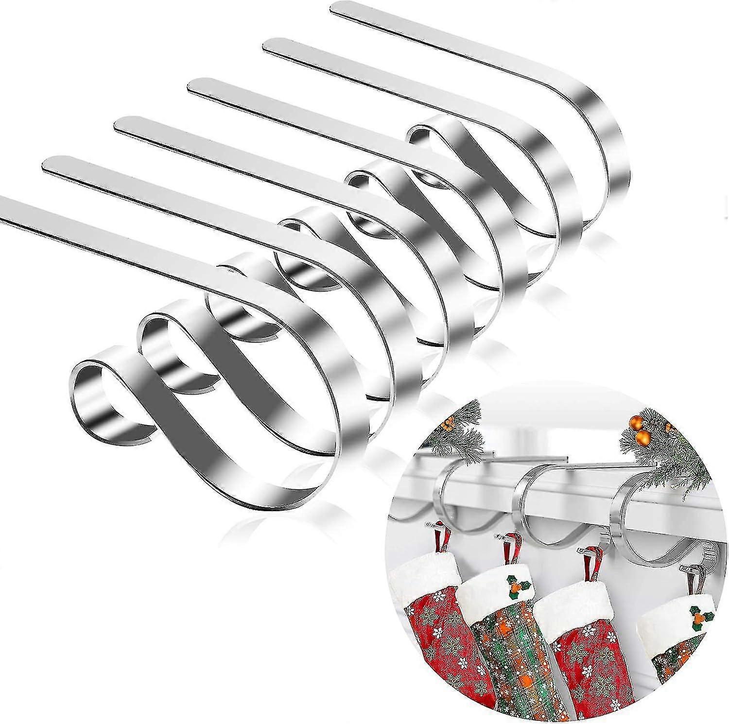 6pcs Christmas Stocking Holders For Mantle,multiple Usage Mantel Stocking