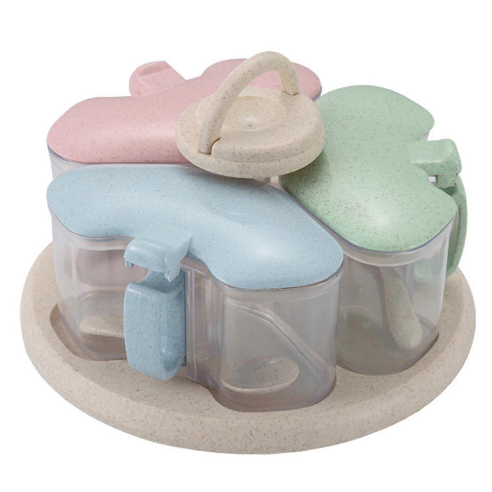 Spice Jar With Rotatable Base Multipurpose Household Seasoning Storage Bottlebluegreenpink1set