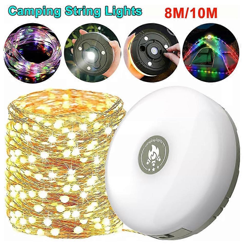 USB Rechargeable/ Solar Camping String Light, Outdoor Tent Fairy Lights with 5 Modes, Waterproof Portable Lantern for Hiking, Garden, & Party Decor
