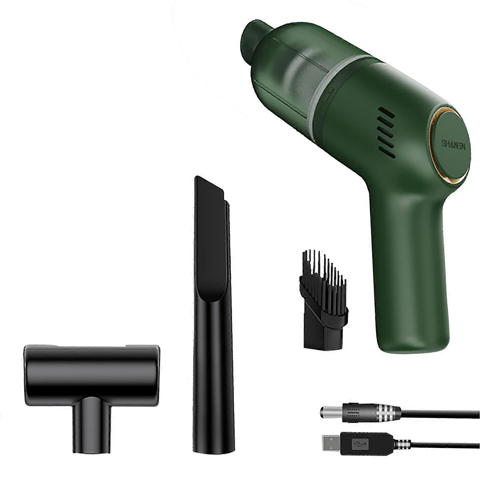 Car Vacuum Cleaner Cordless Pet Hair Extractor Suction Machine Portable Handheld Desktop Cleaner for Household Car Green