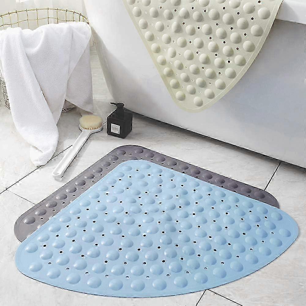 Scalloped Rubber Corner Shower Mat - Antibacterial Mat with Suction Cups - For Shower or Bath - Non Slip Bath Mat (54x54cm)