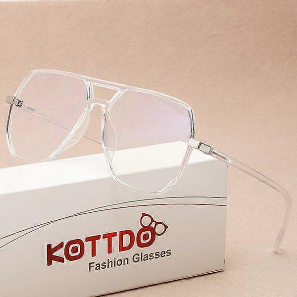 Moda Oversized Transparente Computador Anti-Luz Azul Óculos [Transparente]
