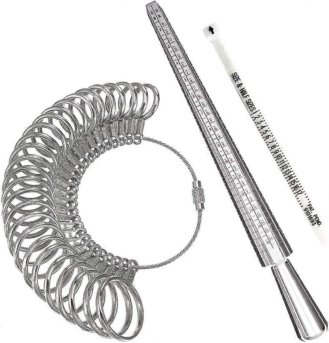 Ring Sizer Measuring Tool,aluminum Ring Mandrel And Finger Gauges (metal Ring Sizer Tool Set)