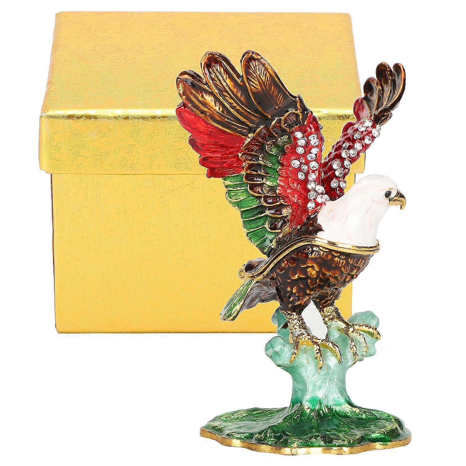 Eagle Figurine HandMade Enamel Painted Eagle Metal Crafts Home Decoration Ornaments