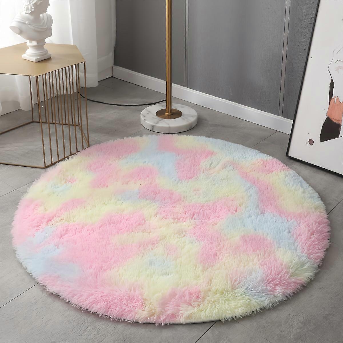 Tie-dyed Long-haired Round Rug, Soft Rug For Room