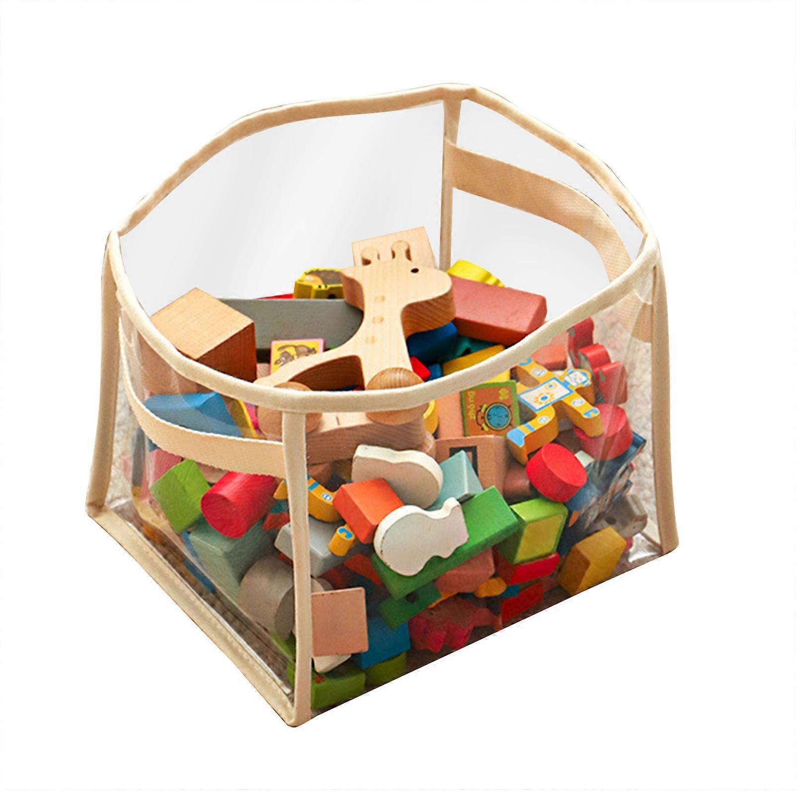 Multipurpose Clear Toy Storage Basket Foldable Storage Bin Portable Storage Case Perfect for Playrooms and Daycares  S