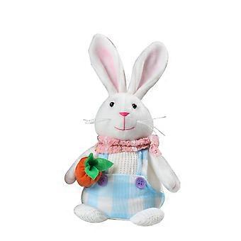 Easter Bunny Doll with Led Light Wearing Scarf Skirts Romper Pants Doll for School Office Dormitory Desktop Decoration