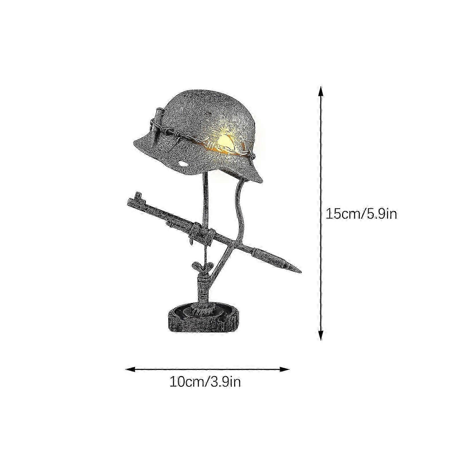 War Lamp Table Lamp Statue Made From WWII Soldier Helmet And Bayonet Best For Military Enthusiasts Boris