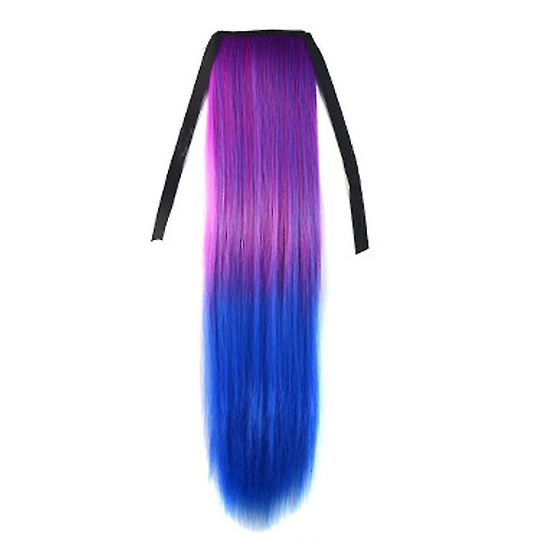 Extension de queue de cheval longue et lisse, postiche à clipser, extensions de cheveux synthétiques de 53 cm