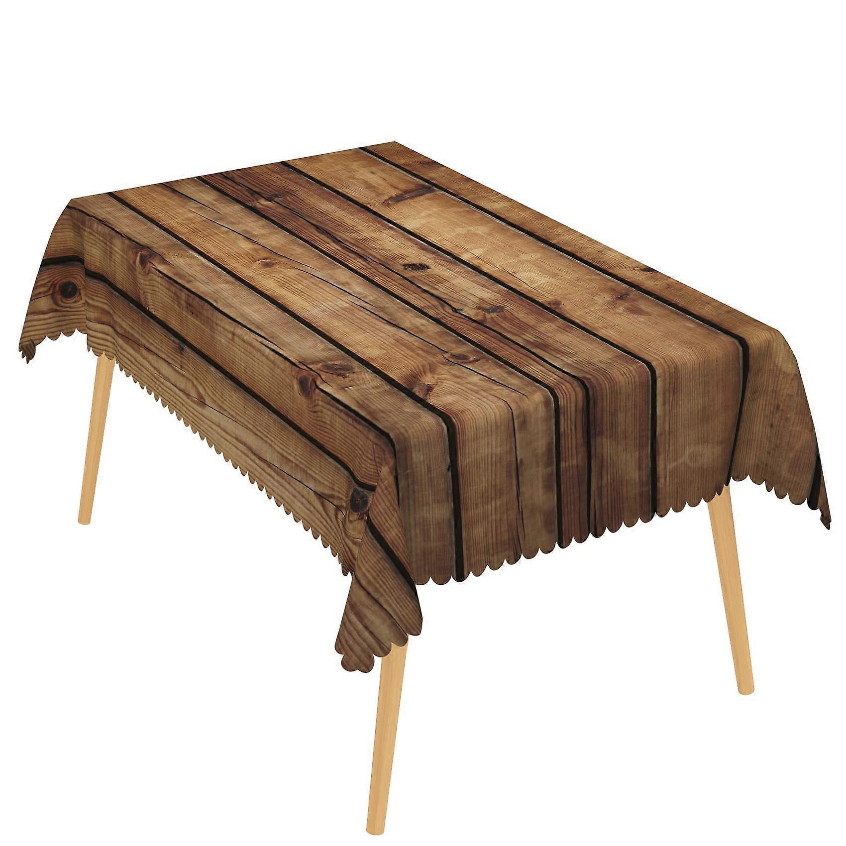 Vintage Wood Tablecloth 60x84 Inch Rectangular Design for Dining Room, Rustic Style, Durable Cotton Blend Fabric