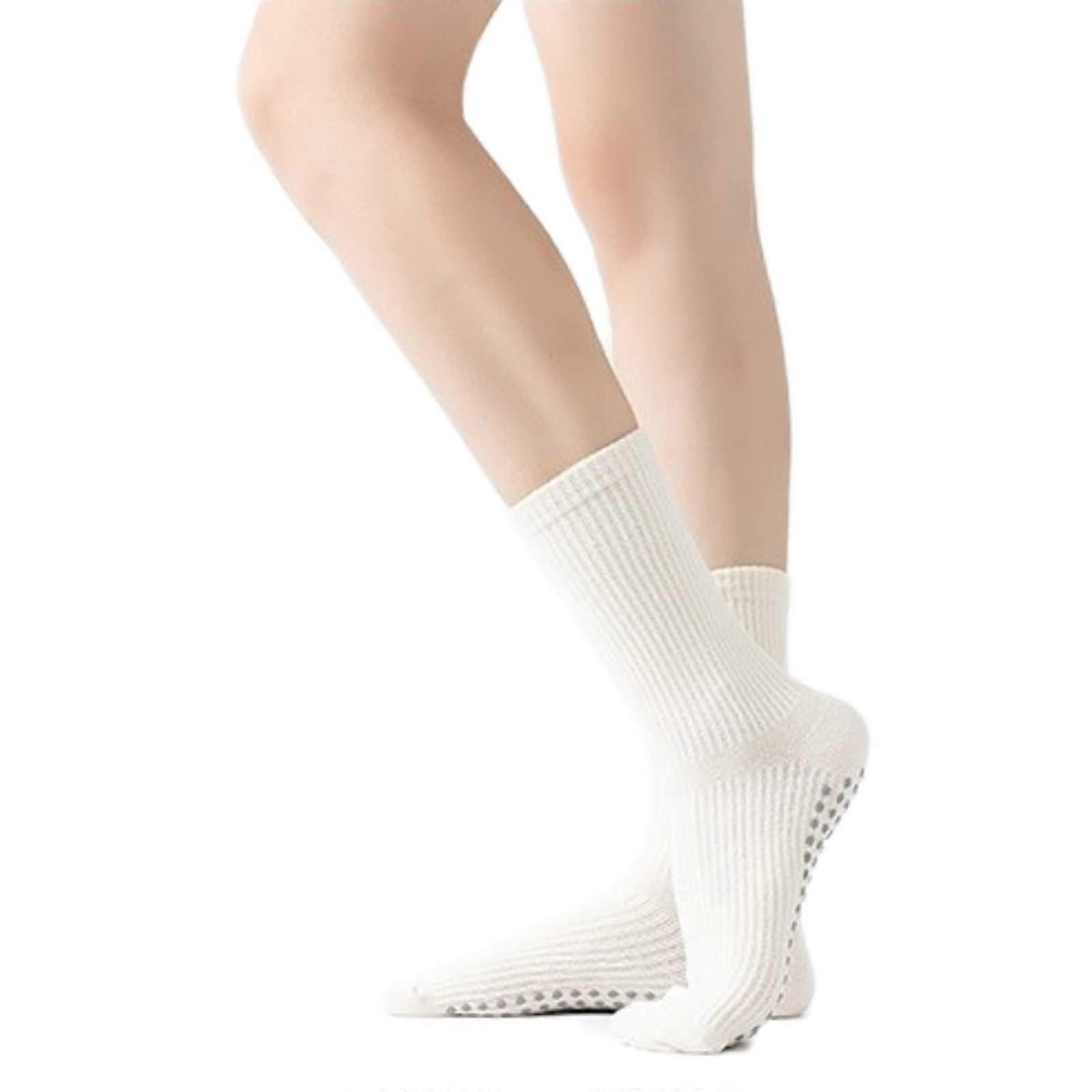 Non Slip Solid Colo Cushioned Crew Compression Socks for Ballet Dance Pilates