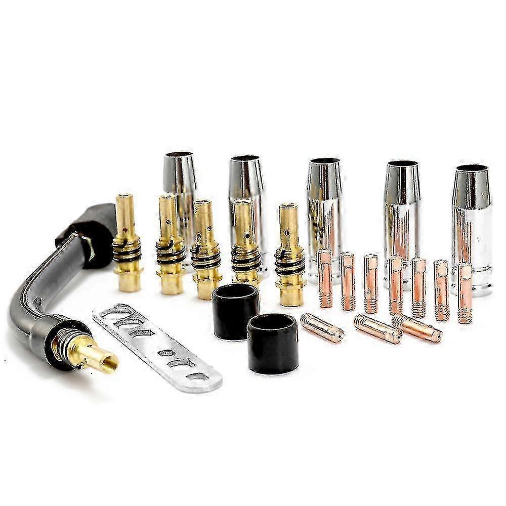 24pcs/set Mig Welding Machine Consumable Torch Parts - Electrode, Shield Cup, Link Rod etc.