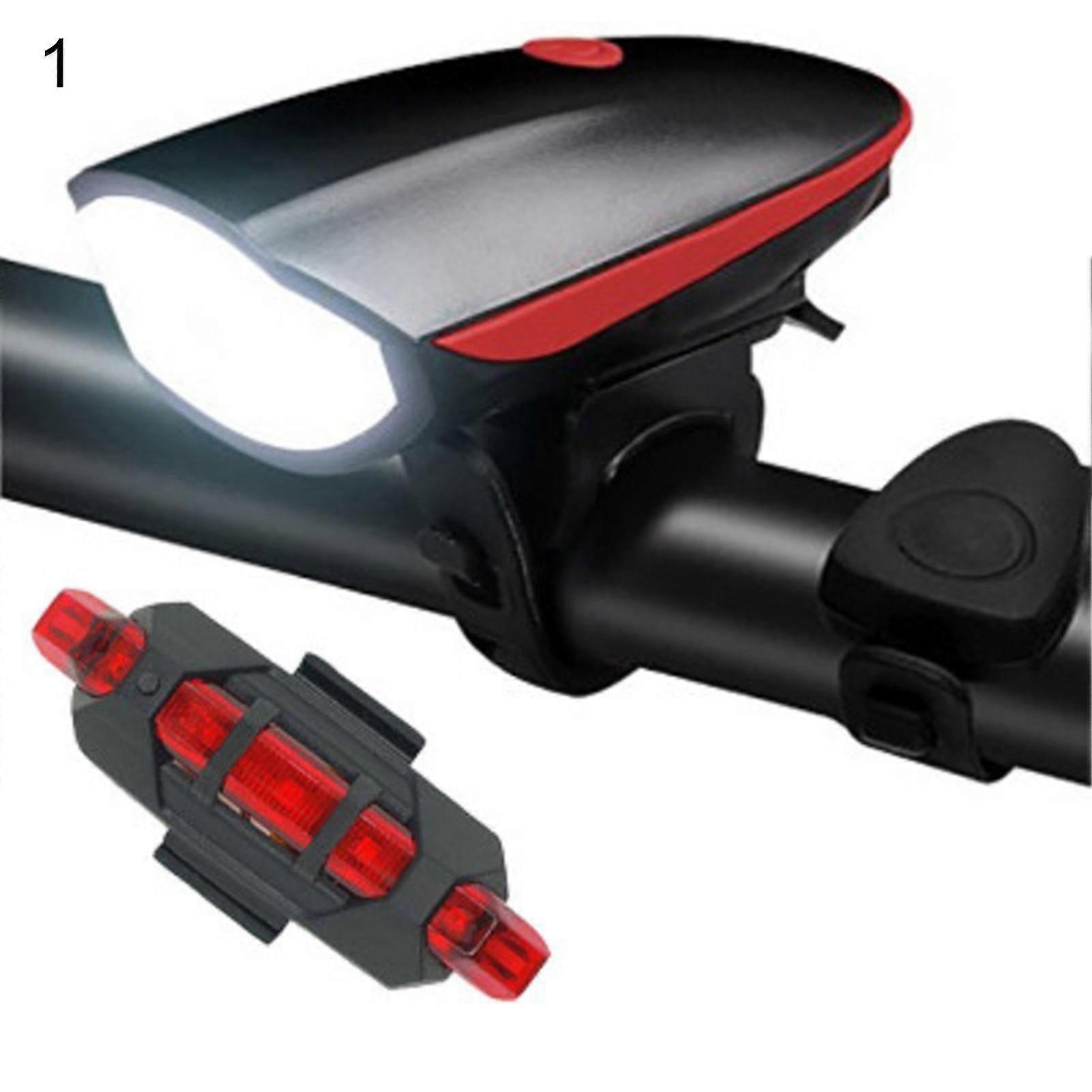 Set Bike Front Rear Light Horn Waterproof Usb Charging Front Tail Light Horn For Riding