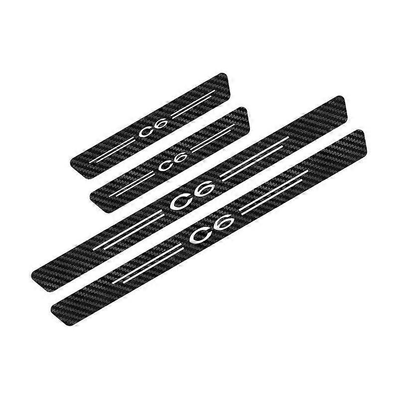 4PCS Car Door Sill Stickers Anti-Scratch Threshold Carbon Fiber Decals Auto Accessories compatible for Citroen C3 C4 C5 C6 C8 C-ELYSEE VTS